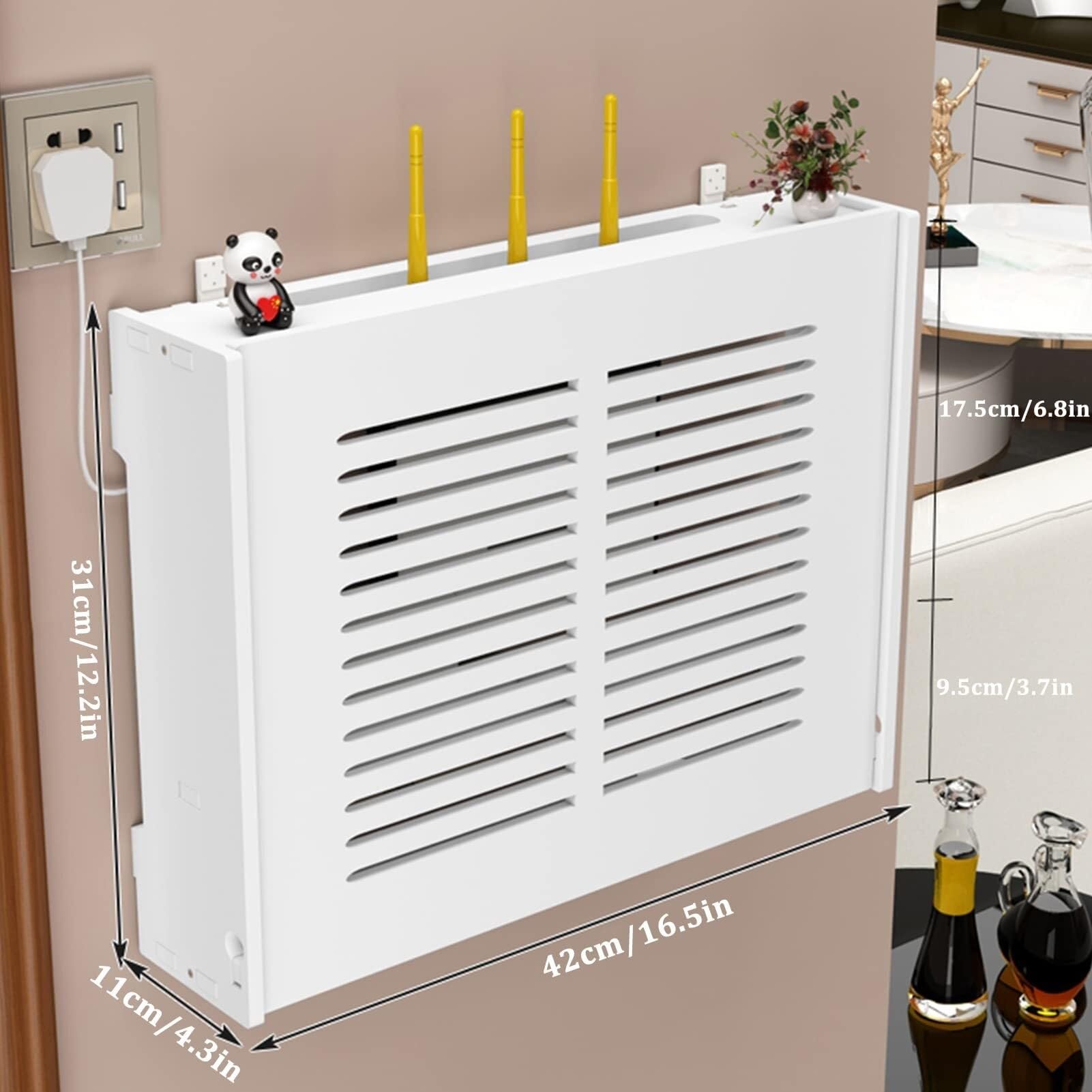 Caja de almacenamiento WiFi, estante de almacenamiento inalámbrico para enrutador, armario de sala de estar montado en la pared para organización de módem enrutador