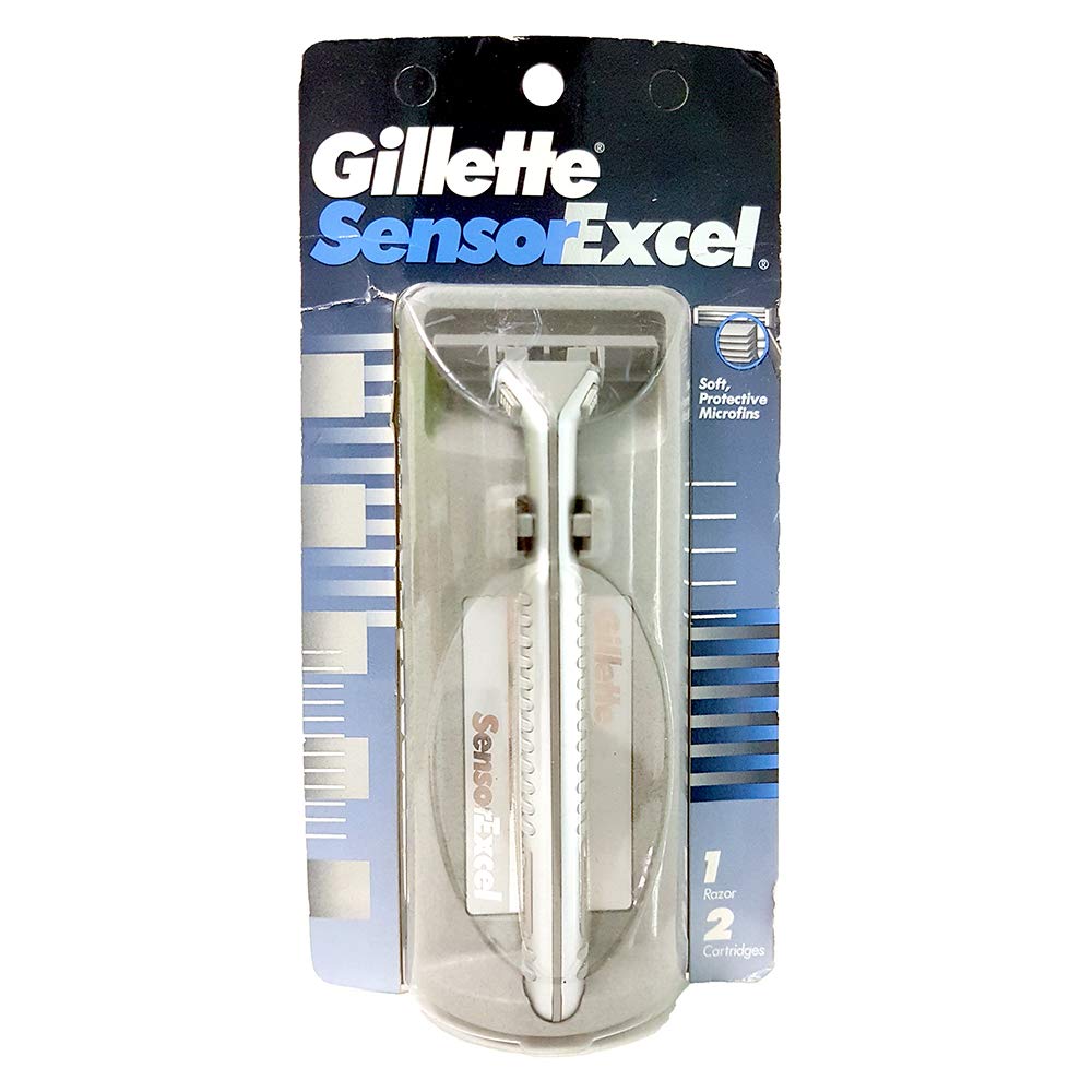 Gillette SensorExcel Razor With 2 Cartridges + Bonus Sensor3 Cartridge, (Pack of 3)