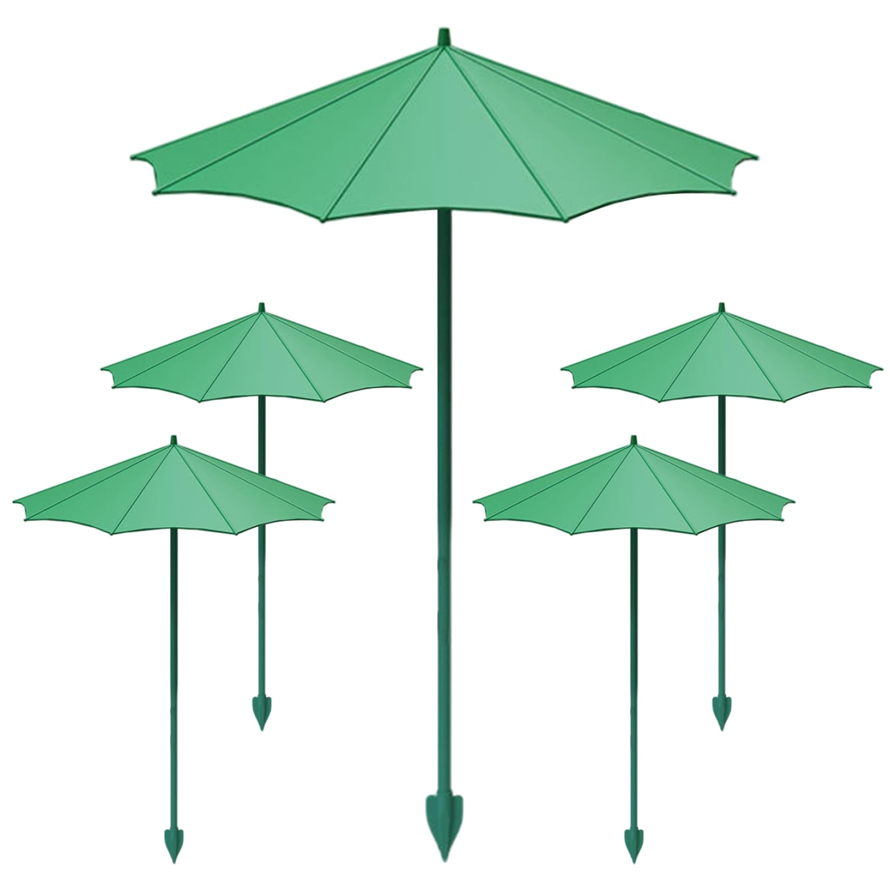 Comebachome 5 Sets Of Green [Heightened Version 44Cm] Garden Umbrella For Plants, 5Pcs 44Cm Height Sun Shade Plant Umbrella For Outdoor Plants, With Fiberglass Stakes, Easy Setup Shade Cloth Protection