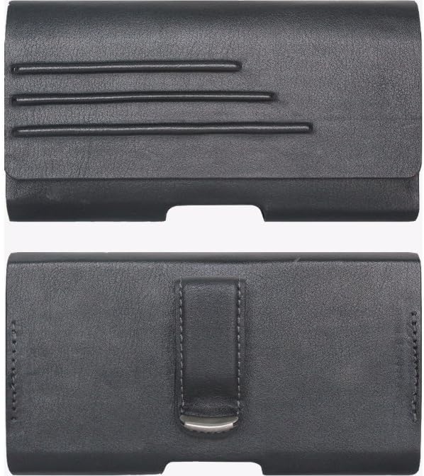 Verizon Vegan Leather Holster Pouch w/Belt Clip for iPhone 5, 5s, SE, 6, 6s, 7, 8, Plus, Galaxy Note 3, 4, 5, S5, S6, S7, Edge, HTC M8, M9, Moto X, Razr, Droid Turbo 2, Maxx, Most Large Smartphones