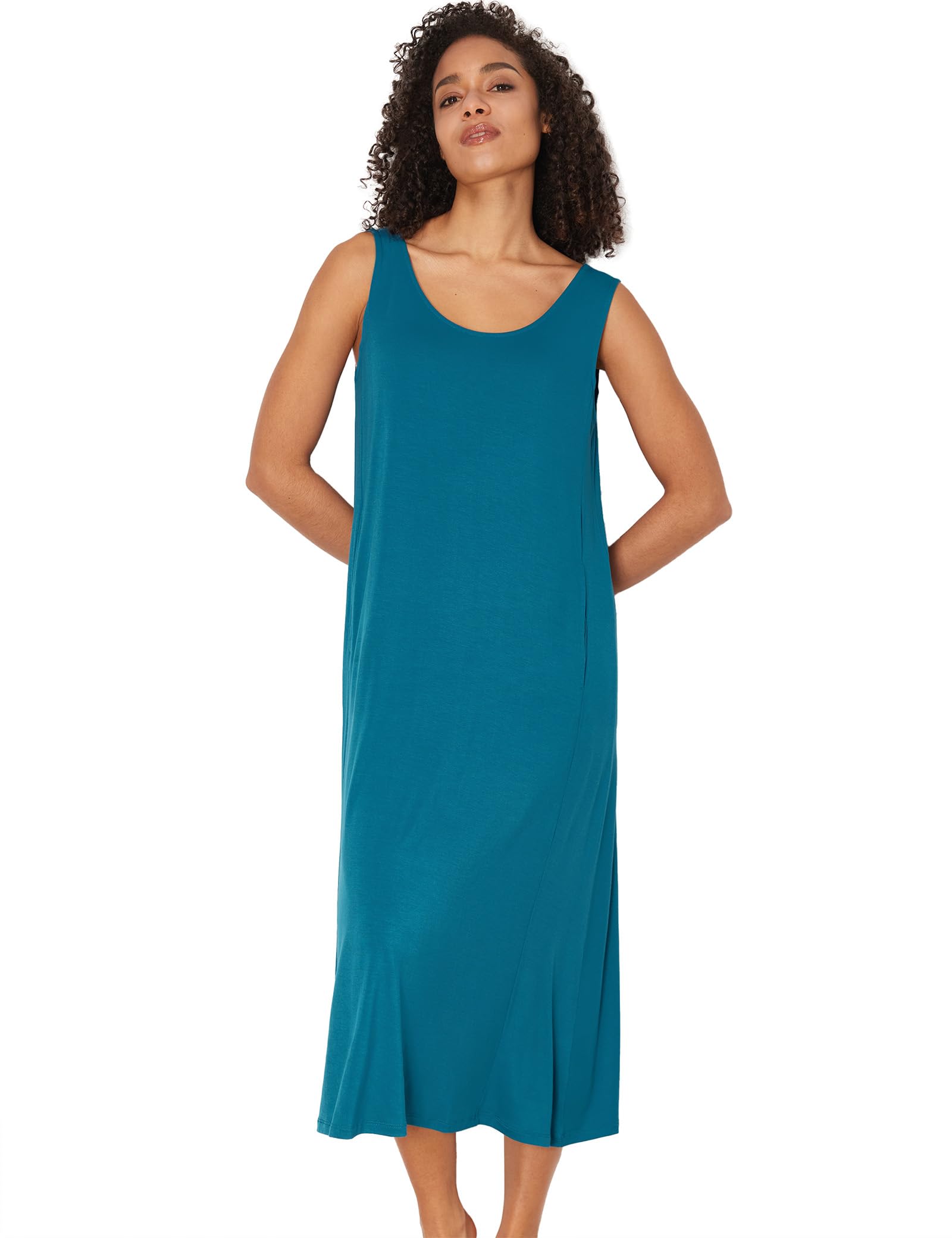 GYS Sleeveless Nightgowns for Women Bamboo Viscose Night Shirt with Pockets