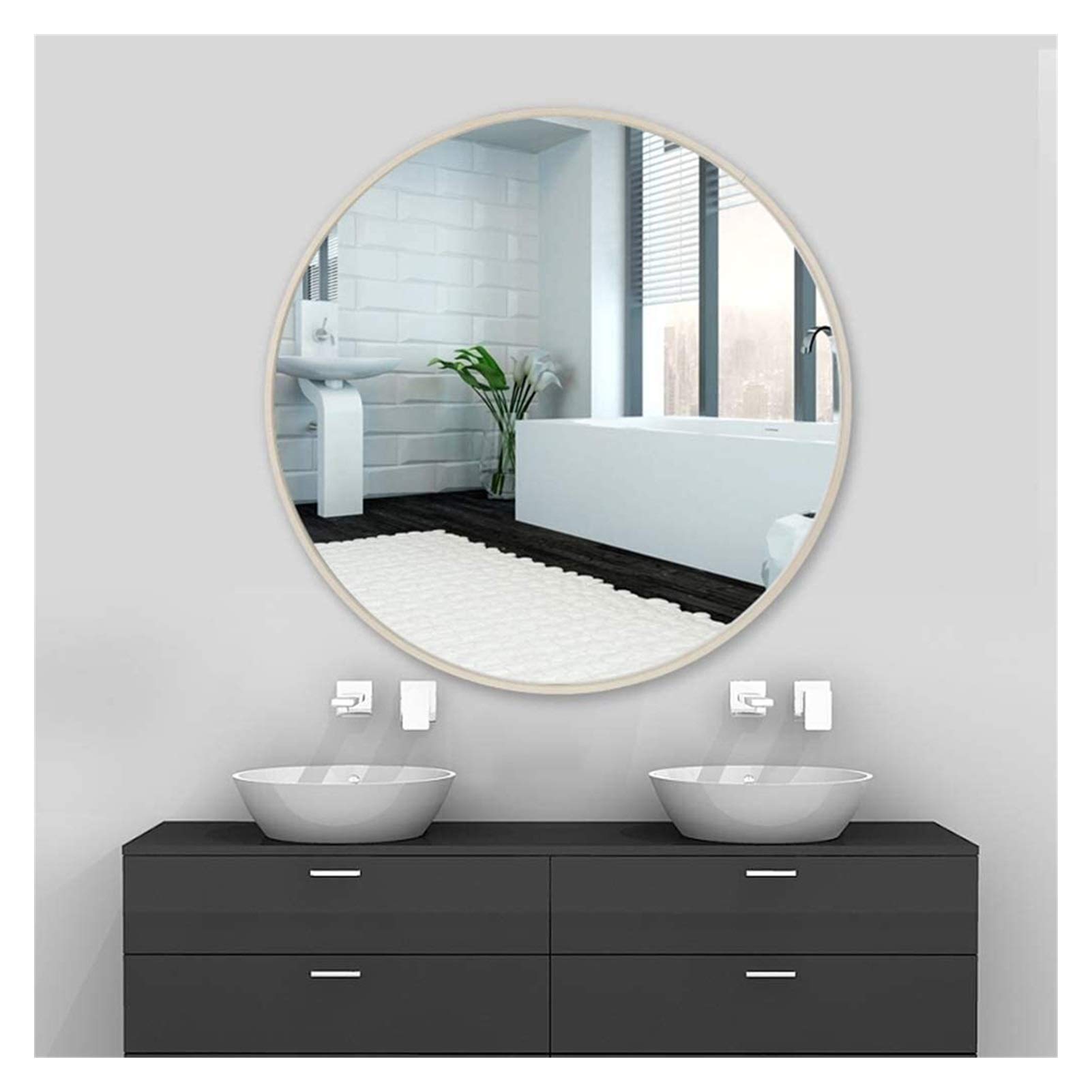Specchio Espejo de baño, Espejo de aluminio, Espejo Redondo, Espejo de inodoro, Espejo de lavabo, Espejo de pared, Espejo pequeño (Color: Blanco, Tamaño: 30 * 30 cm)