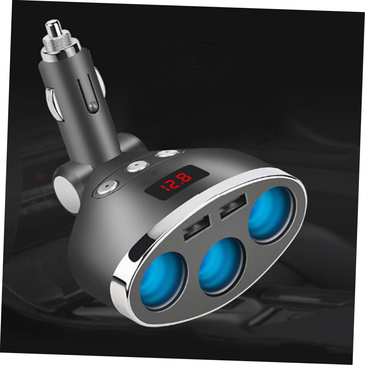 Mobestech 3pezzi Caricatore Auto Con Presa Accendisigari e Porte Usb Adattatore Potenza Con Display Voltmetrico Ricarica Rapida Per Cellulari e Dispositivi Elettronici Sicurezza Avanzata e