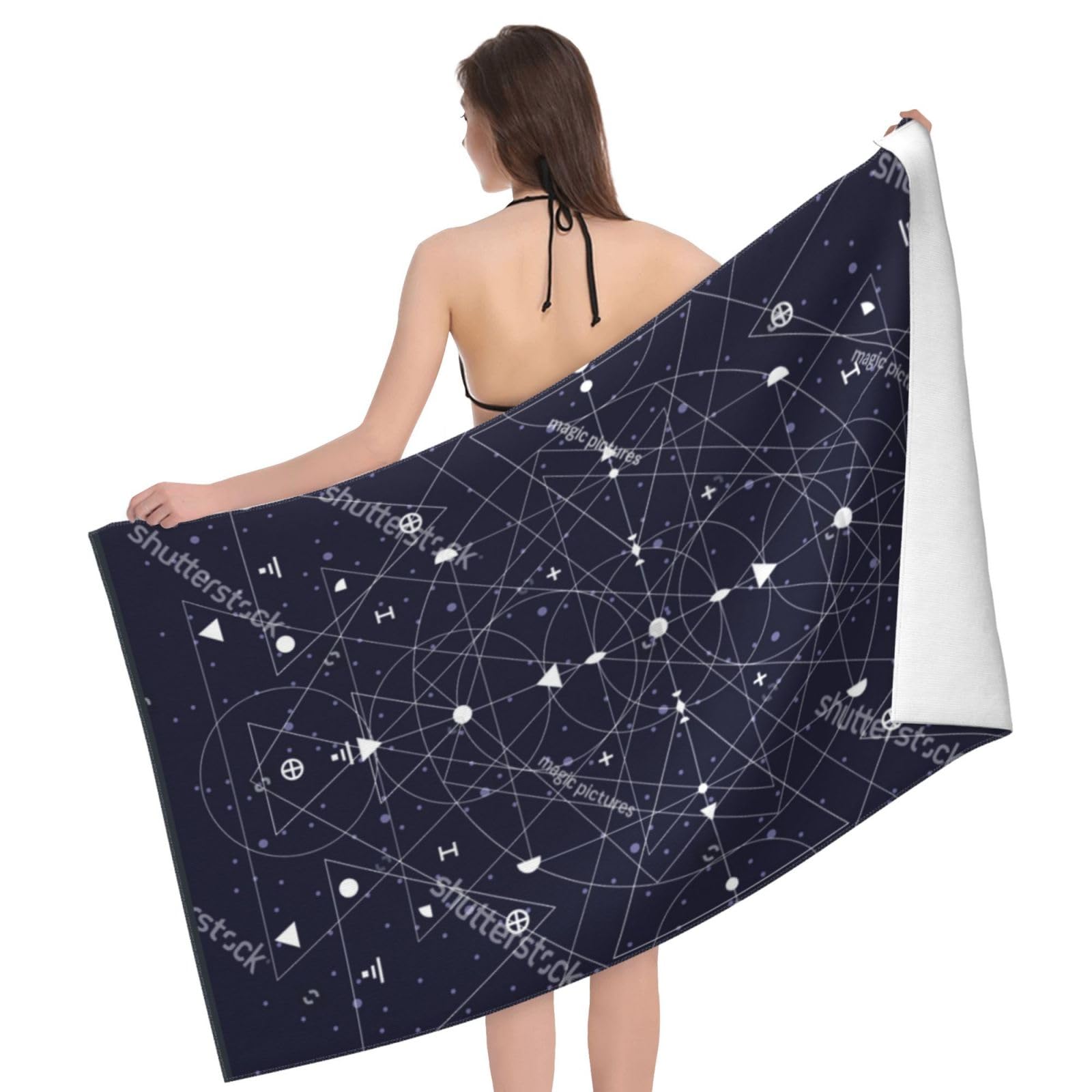 Amazon｜天体 星座 公転 魔法陣 空 幾何 バスタオル マイクロ 