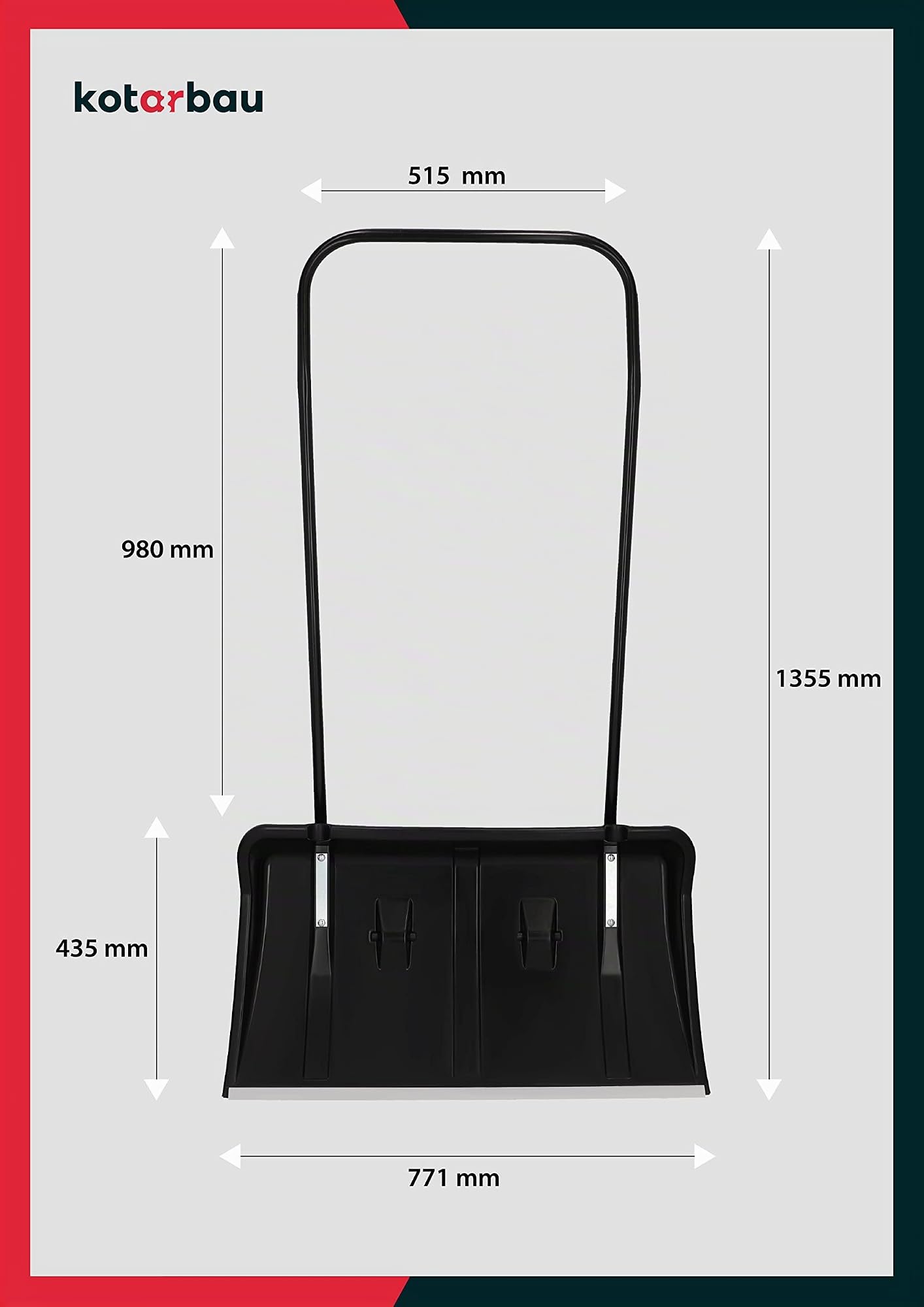 KOTARBAU® Schneeschieber mit Rädern Schneeschaufel 80 cm Schneewanne mit Alu-Profilkante Schneeschippe mit Metallgriff Schwarz Profi