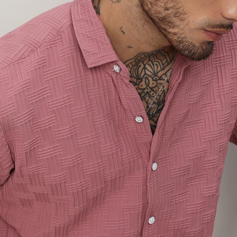 Image of CAHOOT Men's Shirt for Casual Wear |Regular Fit | Cotton Spread Collar Shirt Crafted with Regular Sleeve, Comfort Fit & High-Performance for Everyday Wear