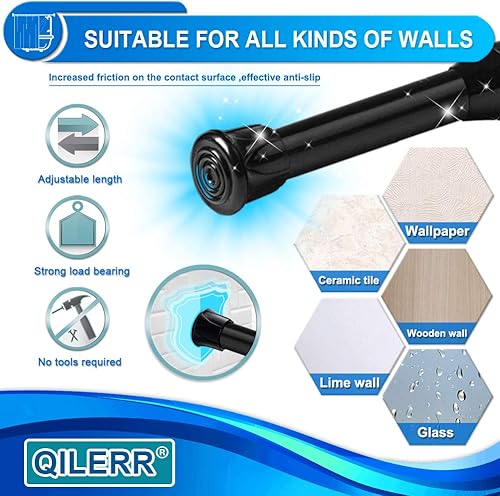 Miniatura 3 de QILERR - Varillas de tensión de 28 a 48 pulgadas ajustables y extensibles, barras para armario, ventanas, cocina, baño, alacena, armario ropero