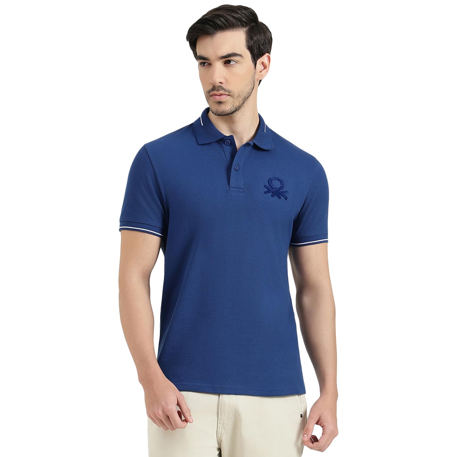 united colors of benetton Regular Fit Polo Neck Solid T-Shirt - 26P3E79J7777IMB2-picture-10