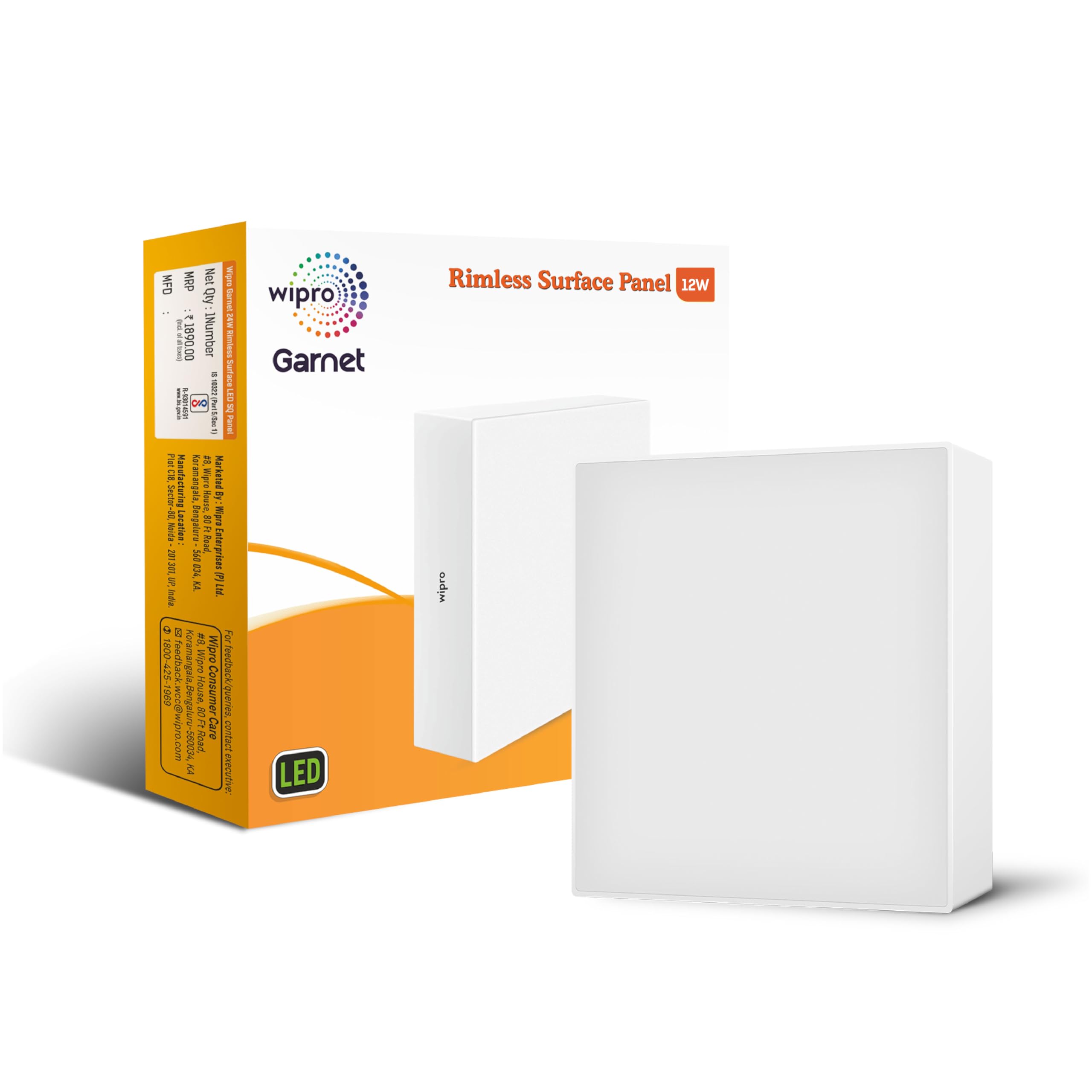 wipro Garnet 12W Rimless Square Led Surface Panel|Neutral White Light (4000K)|Elegant Rimless Design for Wider Spread of Light|Surface Mounted Led Down Light for Ceiling|Pack of 1-image-28