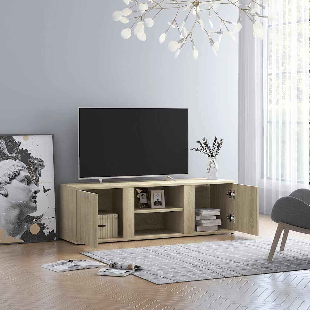 Meuble TV chêne sonoma idéal pour ranger vos consoles et décodeurs