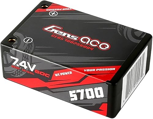 Miniatura 3 de Gens ace 5700mAh 7.4V 60C 2S3P HardCase Lipo Battery Saddle Pack Pack 12# with 4.0mm Bullet to T Plug(2Pcs)