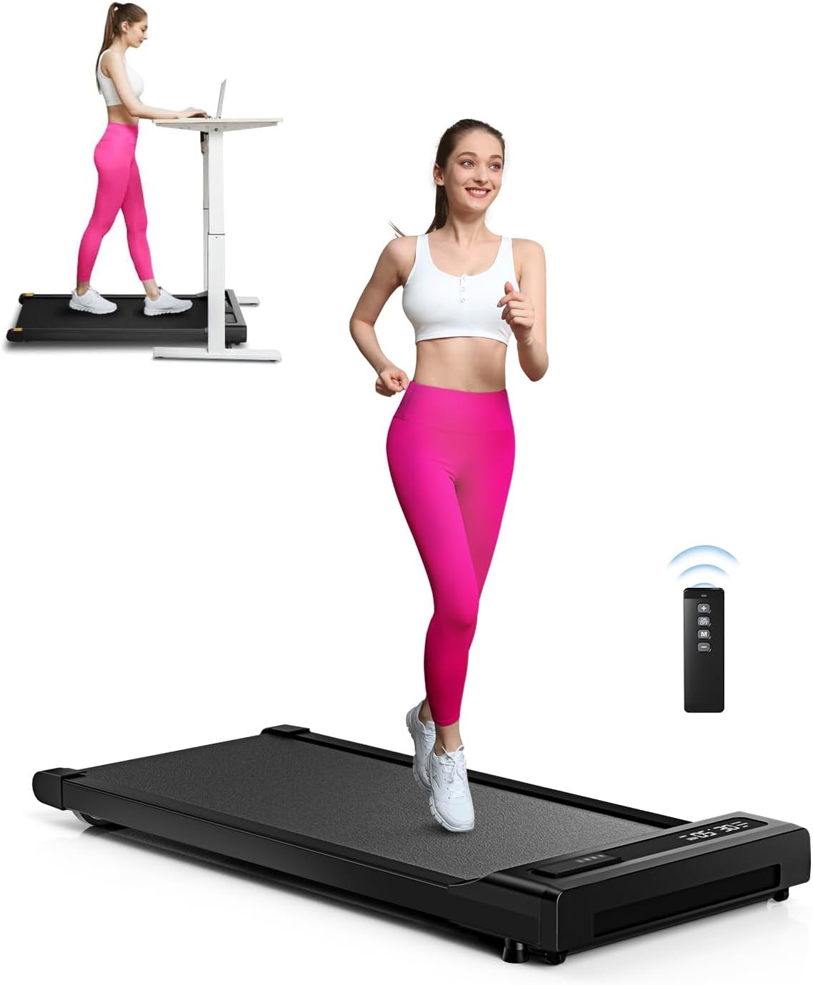 Walking Pad Under Desk Treadmill for Office Home - 2 in 1 Space Saving With Mat, Remote Control, LED Display