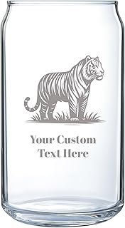 Customized Tiger, Personalized Premium Polar Camel 16-Ounce Laser Engraved Wide Mouth Beer Can Pint Sized Soda Clear Glass Drinkware Custom Logo Bar Party Gift