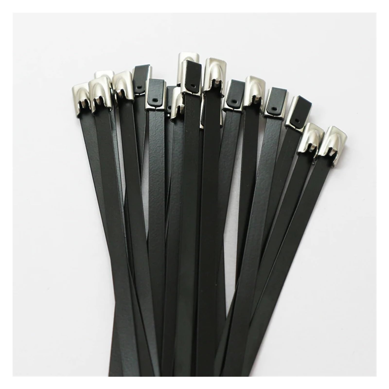 Fascette in acciaio inossidabile 25 fascette stringicavo in acciaio inox da 4,6x100/150/200/260/300/350/400 a 700 mm con chiusura a zip in metallo, rivestite multiuso(4.6X550 black 25PCS)
