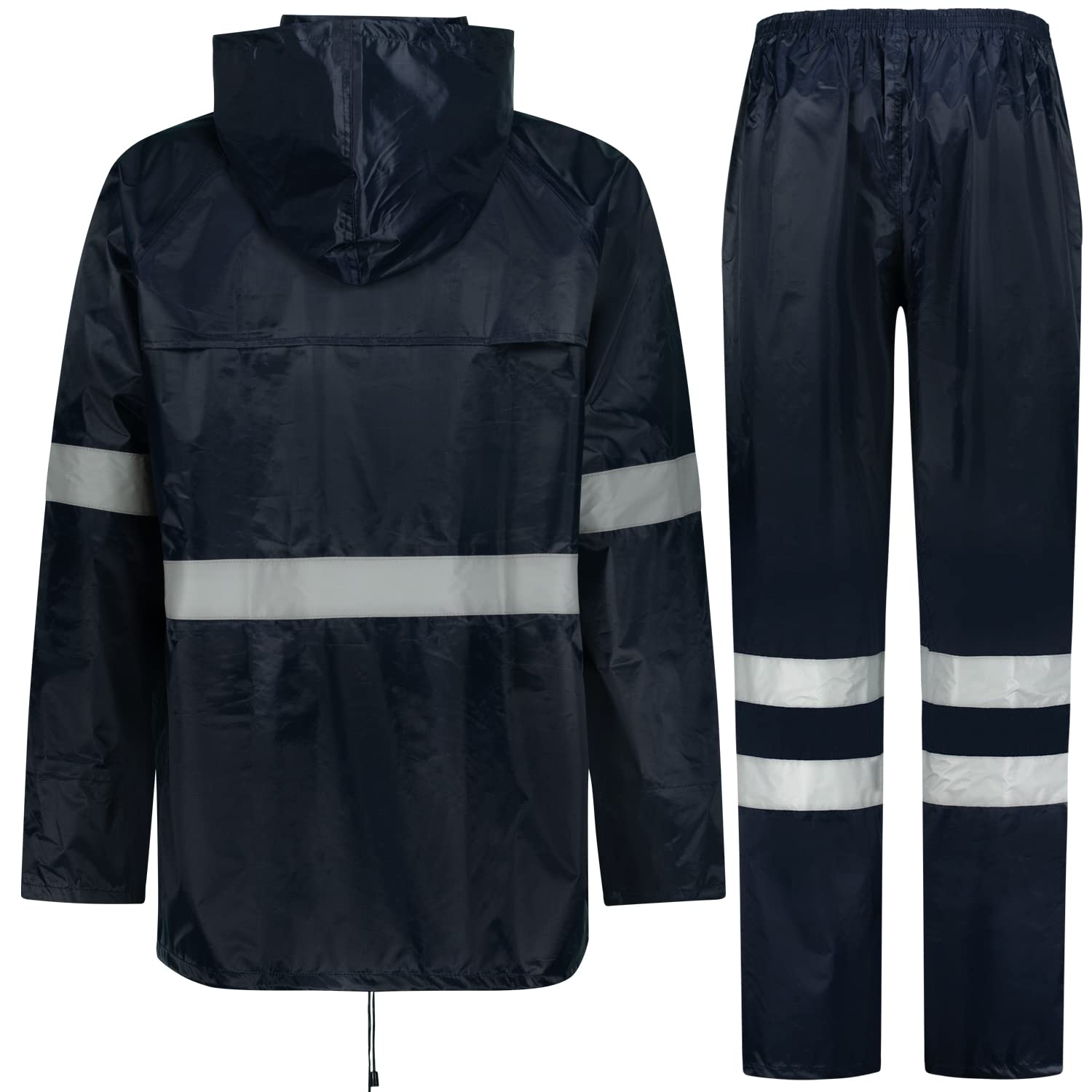 BWOLF Himalaya - Tuta antipioggia da uomo, a maniche lunghe, impermeabile, con elastico in vita, giacca con cappuccio, giacca antipioggia + pantaloni da pioggia, 2 tasche