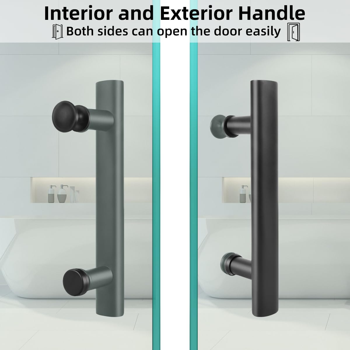 Suimlmta 2 Pack Shower Door Handle Black 145mm Stainless Steel Replacement Door Handles with Plastic Knobs for Shower Enclosures Room Sliding Push Pull Glass Door - Image 4