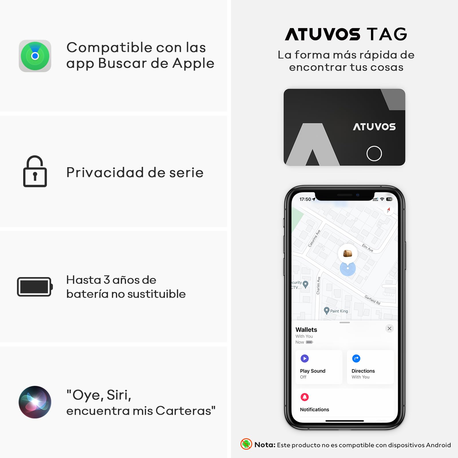 ATUVOS Air Tag Card Tracker 1.6mm 2 Pack Negro, Bluetooth Smart Localizador Compatible con APP Buscar Apple (Sólo iOS, Android Not Supported), Rastreador Buscador para Cartera, Maletas, Pasaporte, etc — view 2