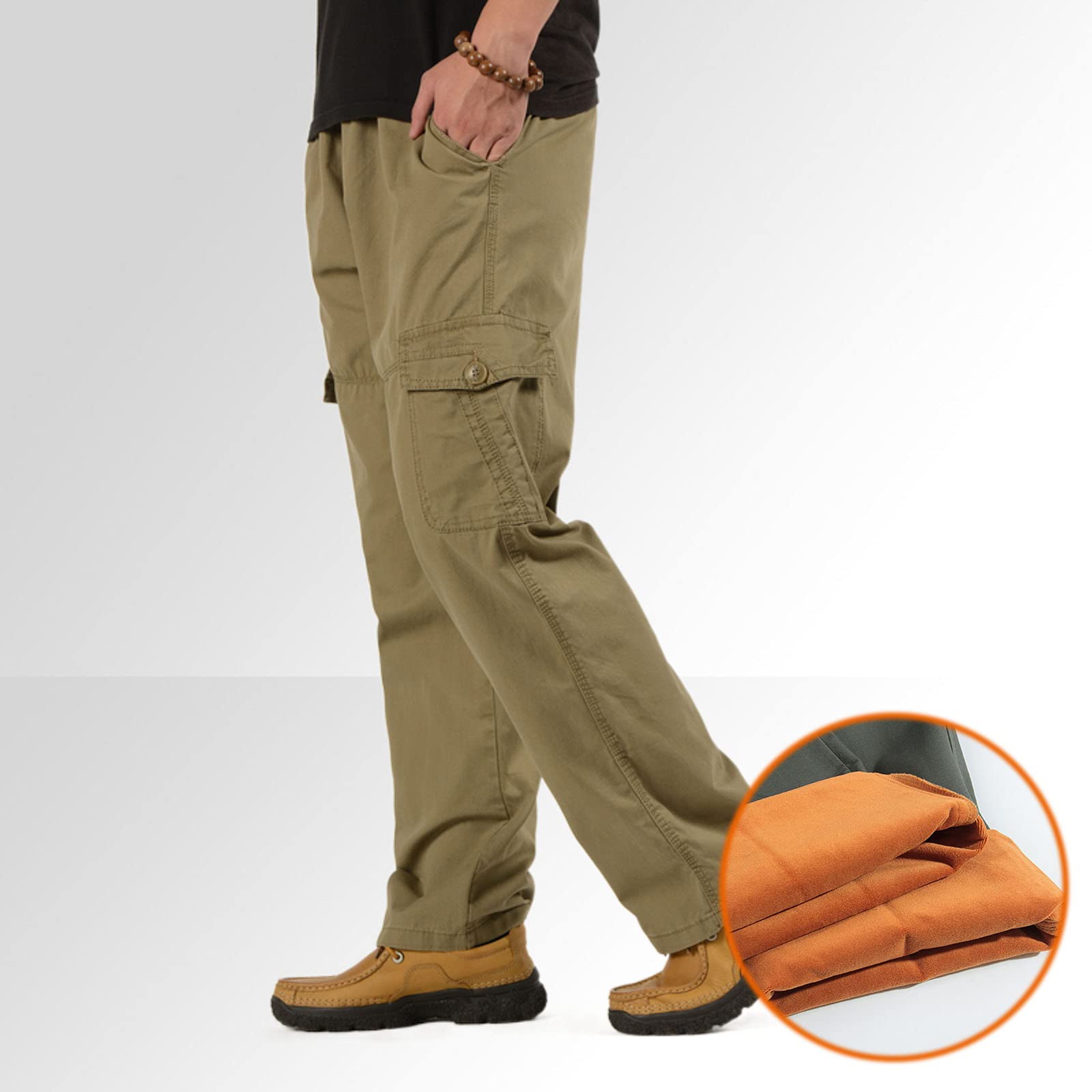 Pantaloni Tuta Cargo Uomo-Mens Fashion Casual Loose Plus Size Pocket Lace Up Pantaloni in Velluto