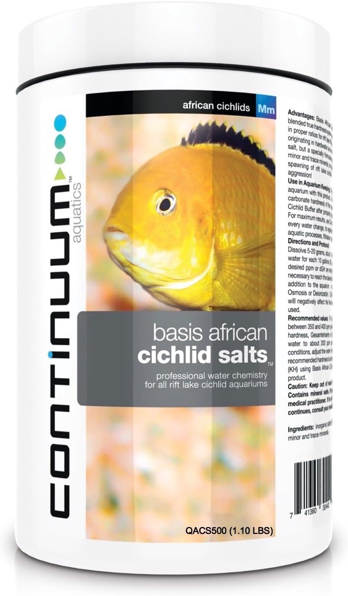 Basis African Cichlid Salts - Professional Water Chemistry Blend for All Rift Lake Cichlid Aquariums, 500 Grams