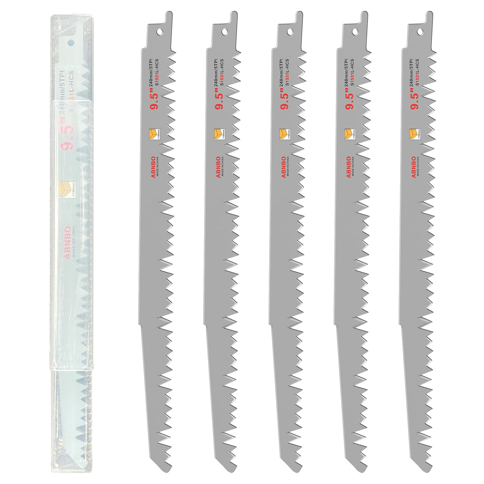 Lame per sega alternativa per potatura del legno, lame in acciaio al carbonio 5TPI per alberi (confezione da 5) (12,7 cm, 23,9 cm)
