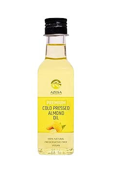 Azesa Cold Pressed Almond Oil 100% Pure All Natural for Cooking and Body Care, Massage oil for babies| Controls hair fall ? 250ml