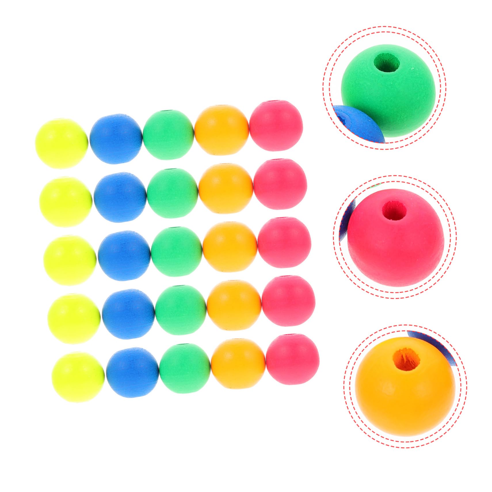 TEHAUX Juego De 3 Cuentas De Madera Redondas De Para Hacer Joyas Kit Para Hacer Guirnaldas De Cuentas Accesorios Para Manualidades 100 Piezas X 3