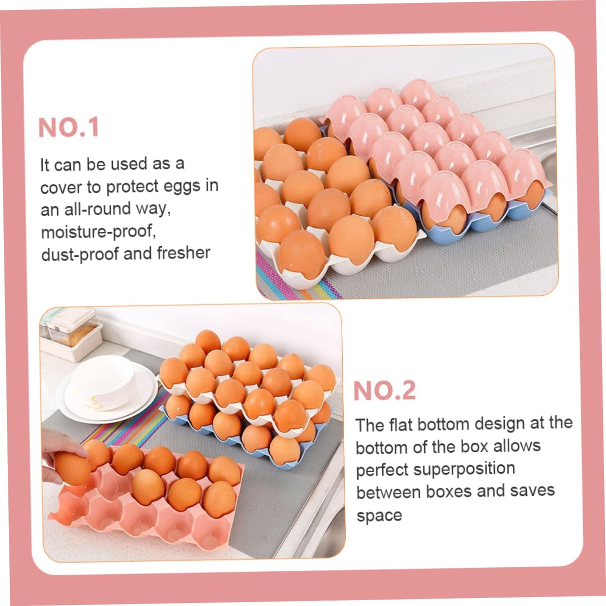 DOITOOL 3pcs Stackable Preservation Box Multi-grid Holder for Refrigerator for Kitchen Freezer and Countertop Capacity for All