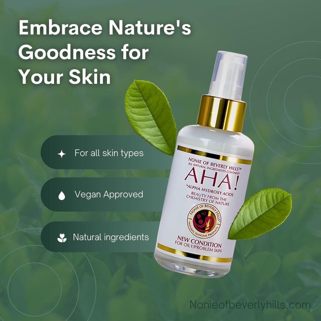 New Condition Moisturizer For Oily/Problem Skin All Natural With Alpha Hydroxy Acids, Tea Tree Oil, Lavender Oil, Organic Apple Cider Vinegar Safe Around The Eyes By Nonie of Beverly Hills 1.75oz