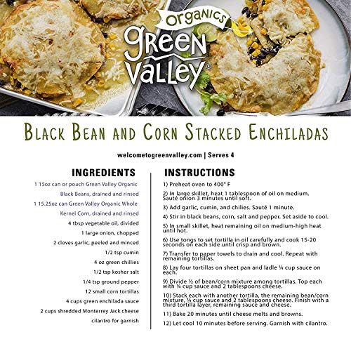 Green Valley Organics Black Beans | USDA Organic | Non-GMO | Delicious & Meaty | 15.5 Ounce can (Pack of 4)