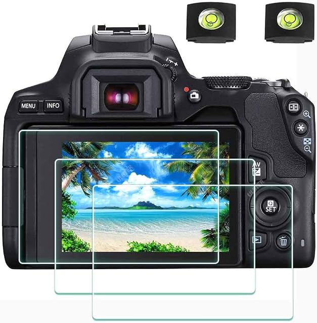 ULBTER EOS 250D Screen Protector Appliable for Canon EOS 250D DSLR Camera & Hot Shoe Cover [2+3Pack], 0.3mm 9H Hardness Tempered Glass Flim Anti-Scrach Anti-Fingerprint