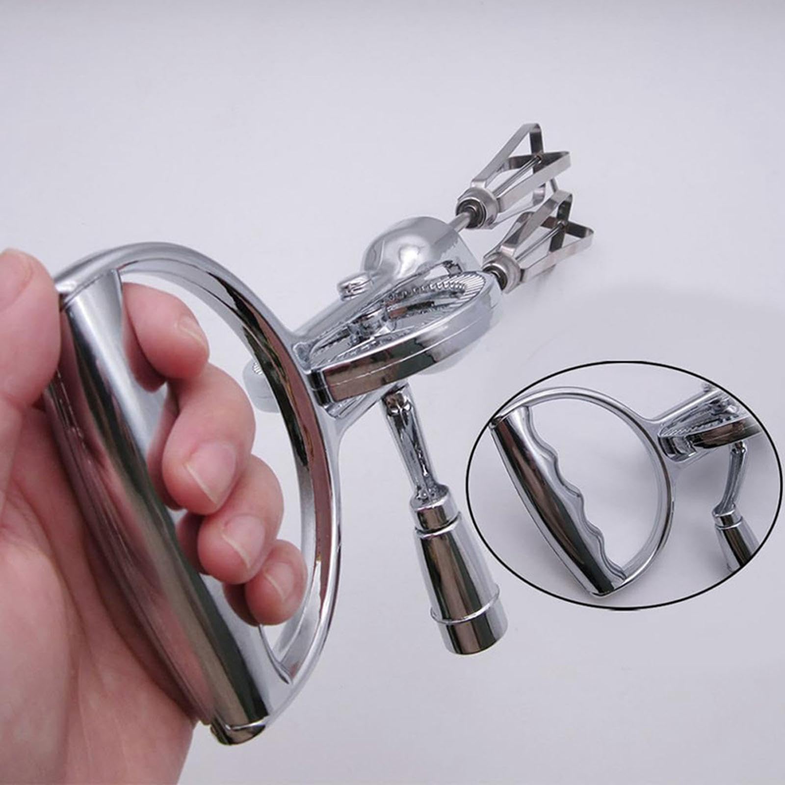 Batteur à Œufs Manuel, Batteur à Main Double Tête en INOX, avec Manche ABS, Ooutil de Cuisine Portable, Fouet Rotatif Manuel pour Crème Chantilly, Blancs d'Œufs, Léger et Facile à Nettoyer