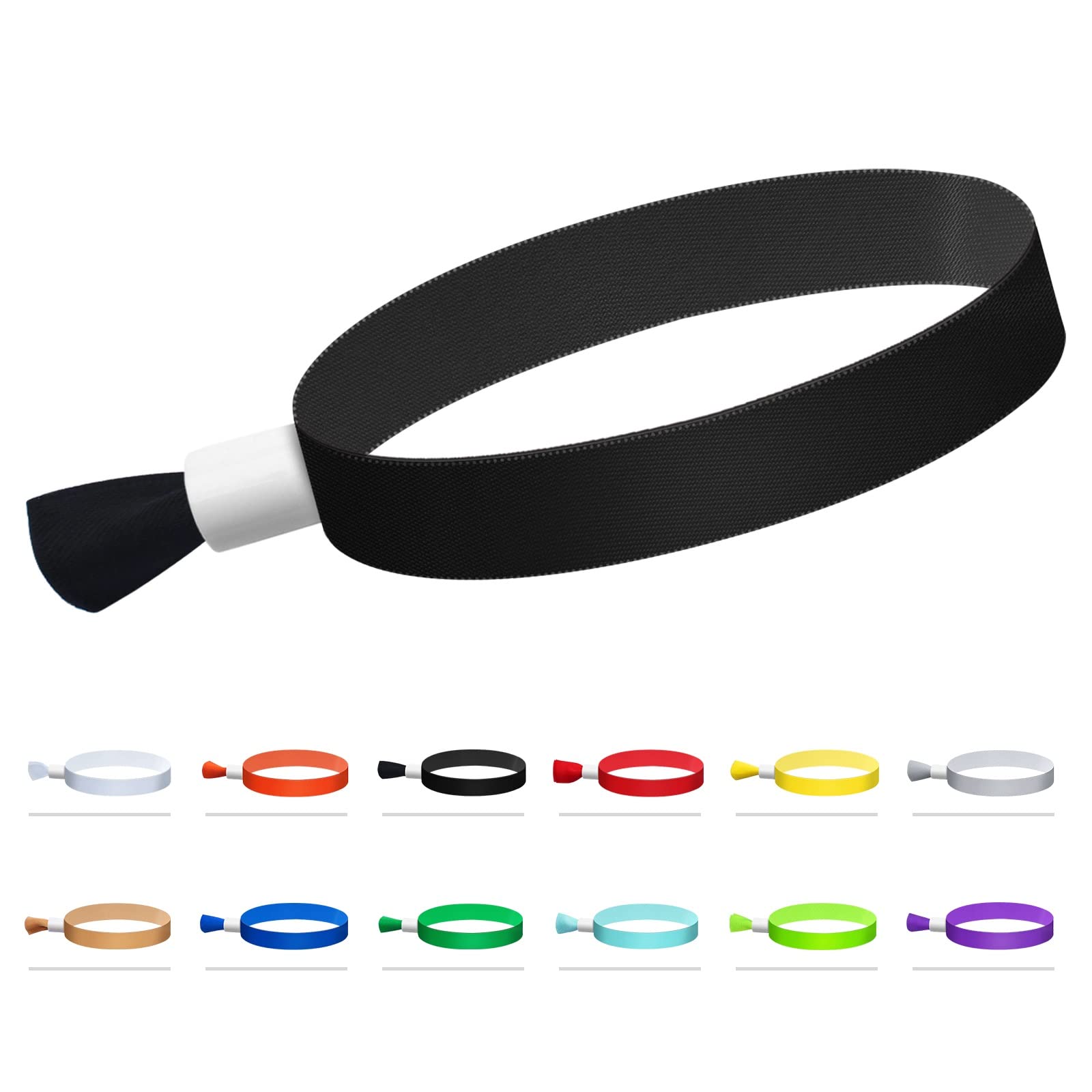 100 Pcs Cloth Event Wristbands, Event Wristbands, Colored Wrist Bands for Events, for Lightweight Concert Wrist Strap for Activities, Party Bracelets for Events (Color : Black)