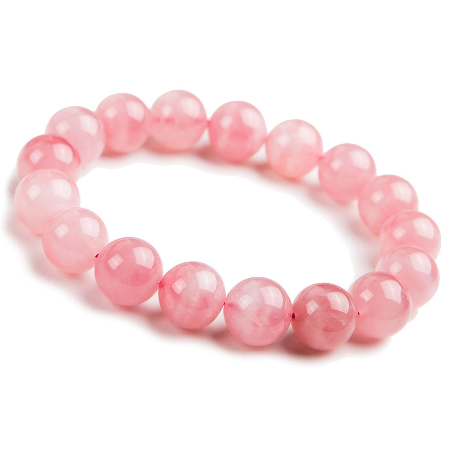 Muko Gemstone12mm Natural Pink Rose Quartz Crystal Madagascar Round Beads Bracelet AAAA