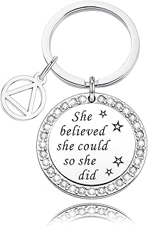 NC She Believed She Could So She Did Keychain AA Keychain Addiction Recovery Gift Sobriety Gift Alcoholics Anonymous Gifts