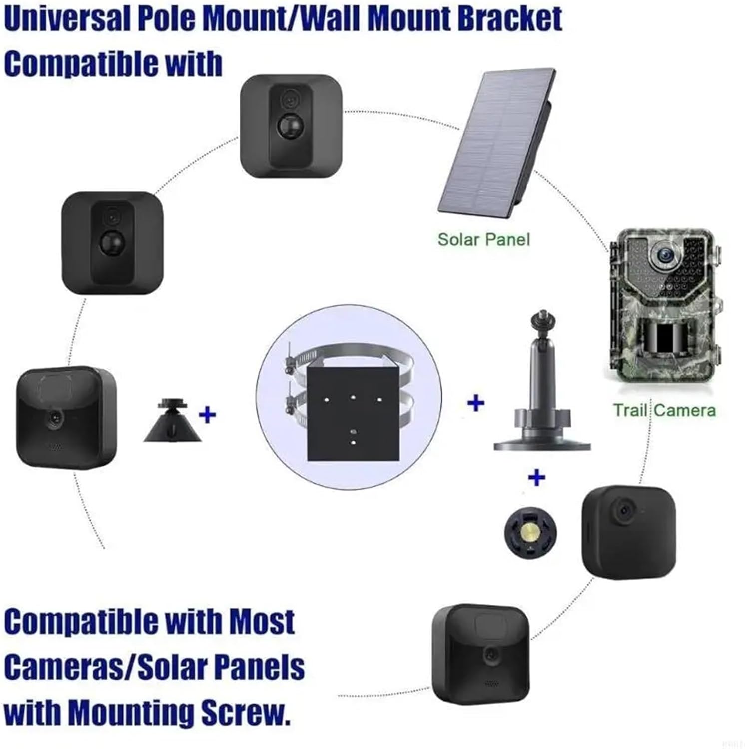 B9HD Outdoor Camera Mounting Bracket Holder Suitable for Security Cameras and Solar Panel with 360 Degree Adjustable Rotation