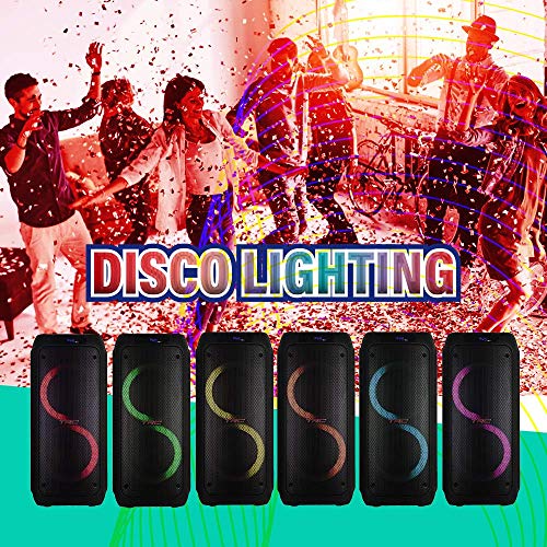 TRC 5590 - Caixa de Som Amplificada Portátil com Bluetooth; Controle Remoto; Entrada USB; Iluminação em LED; Disco Ligthing; Microfone com Fio e TWS; – 1000W RMS; Black glide