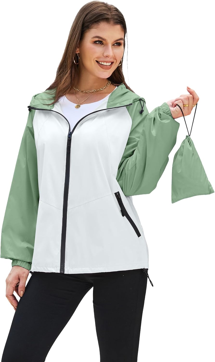PITINAN Women’s Lightweight Hooded Raincoat Waterproof Windbreaker Jacket Packable Active Outdoor Rain Jackets S-XXL