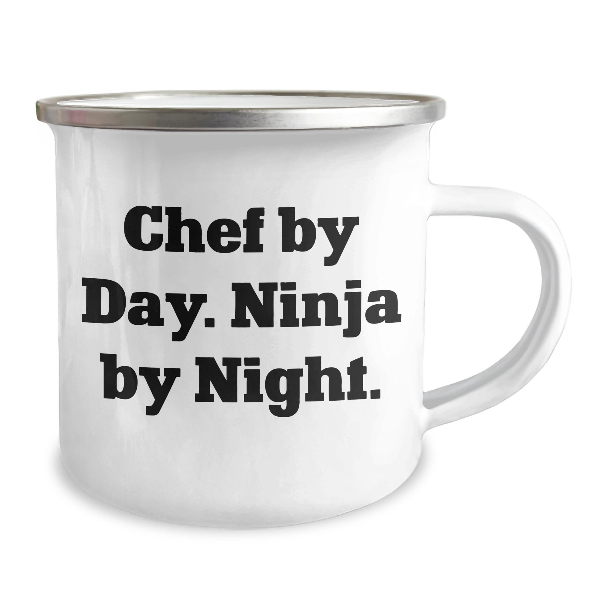 Chef By Day. Ninja By Night. Camping Mug, A Unique Christmas Unique Gift for Chef Lovers, 12 oz Stainless Steel, Fun Quote, Perfect for Camping, Hiking, or Daily Use