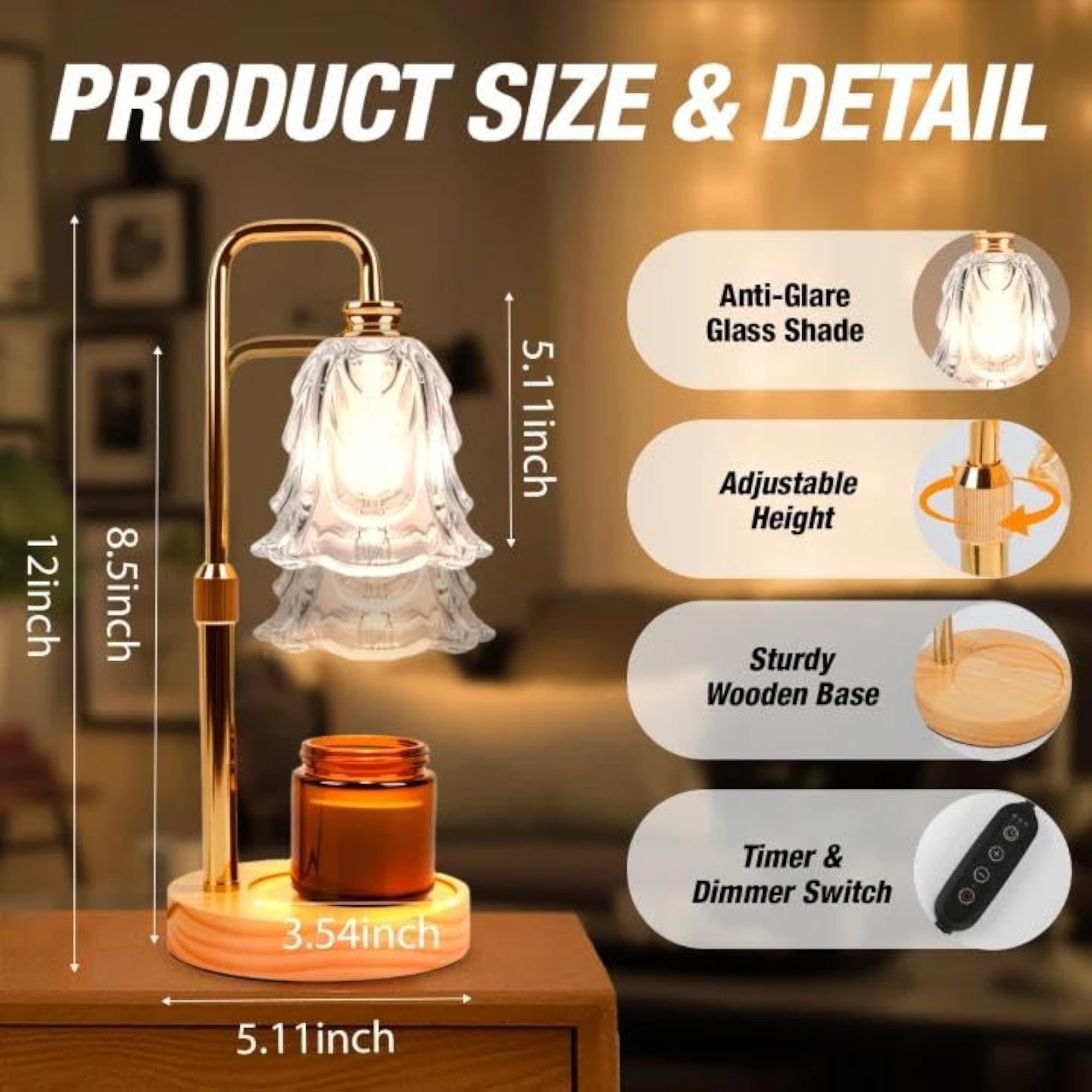 Dimmable Candle Warmer Lamp with Timer