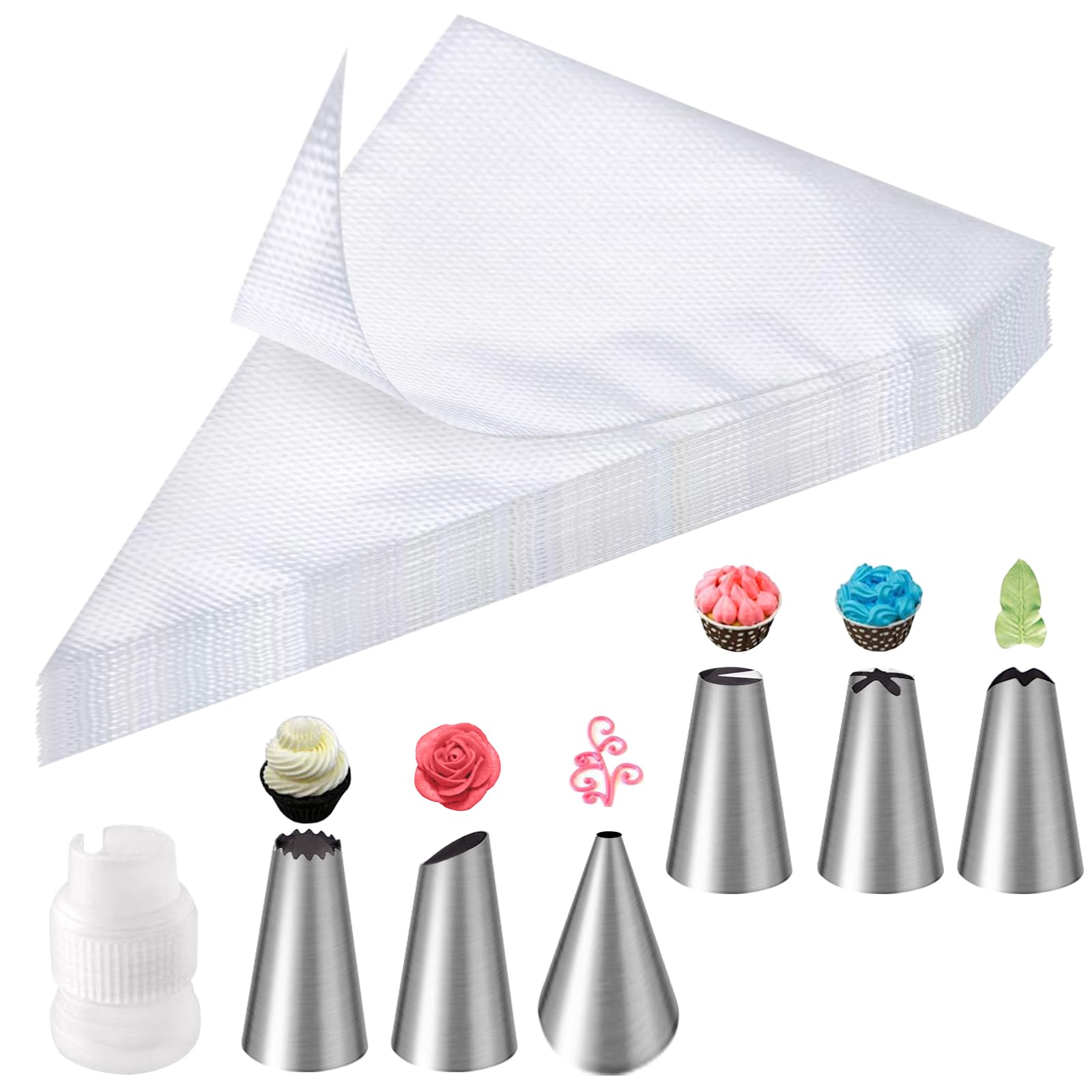 Set De 16 Douilles Pâtisserie Inox Professionnelles - Grandes Buses + Douille à Choux, Pour Décorations Gâteaux, Cupcakes, Glaçage