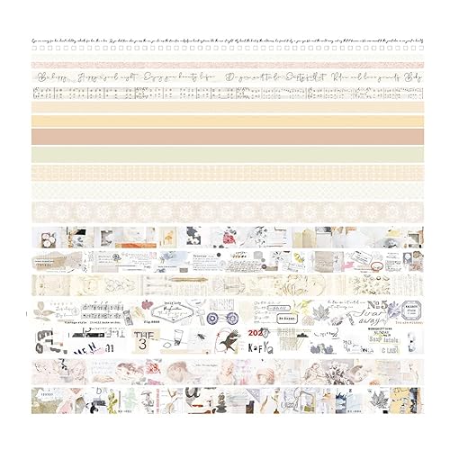 Juego de 20 cintas Washi retro Kawaii para enmascarar, suministros de diario de papelería, cinta Washi para álbumes de recortes, cinta adhesiva
