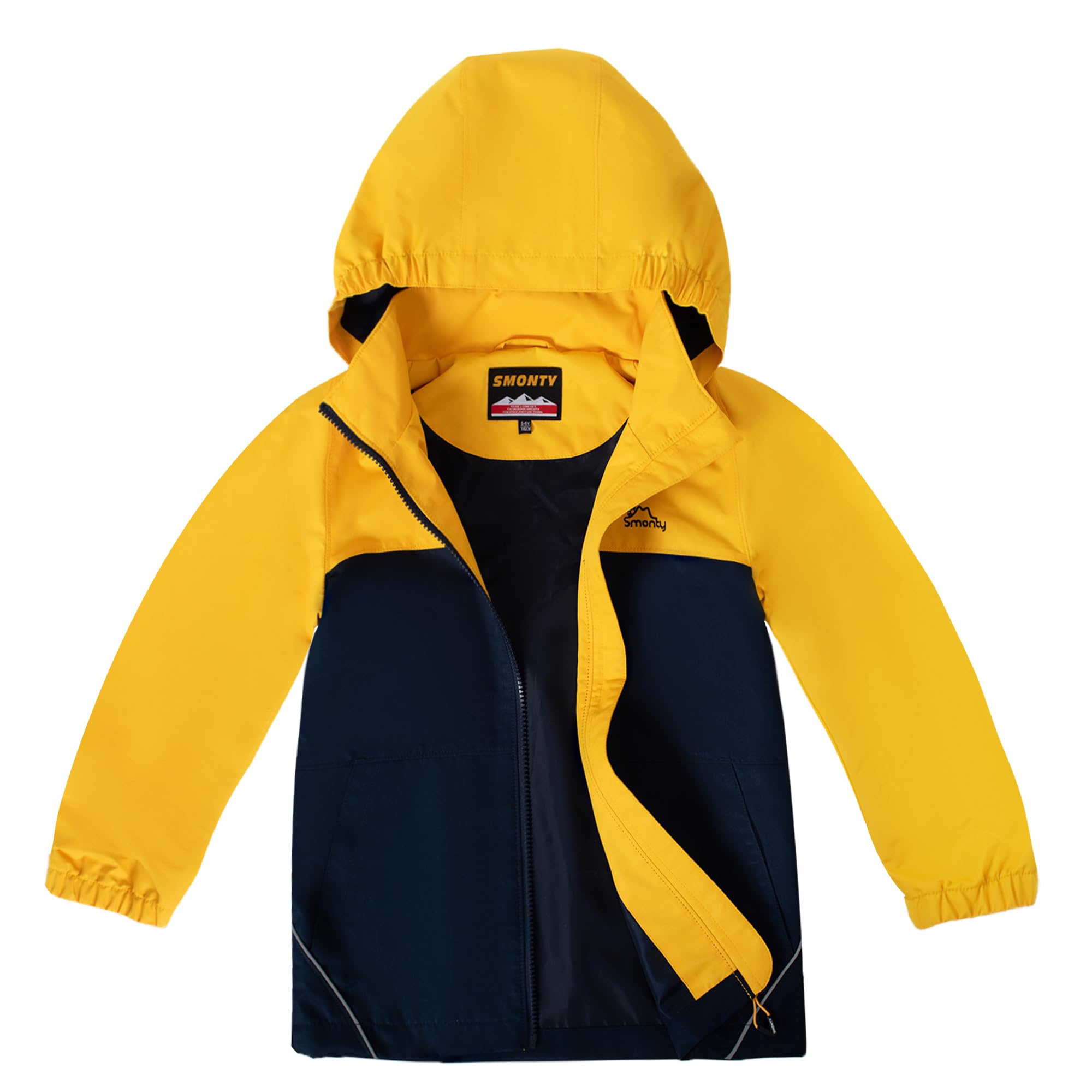 SMONTY Veste Imperméable pour Enfant Résistant au Vent Softshell à Capuche Veste Extérieure Respirante pour La Randonnée, Le Vélo et La Course à Pied