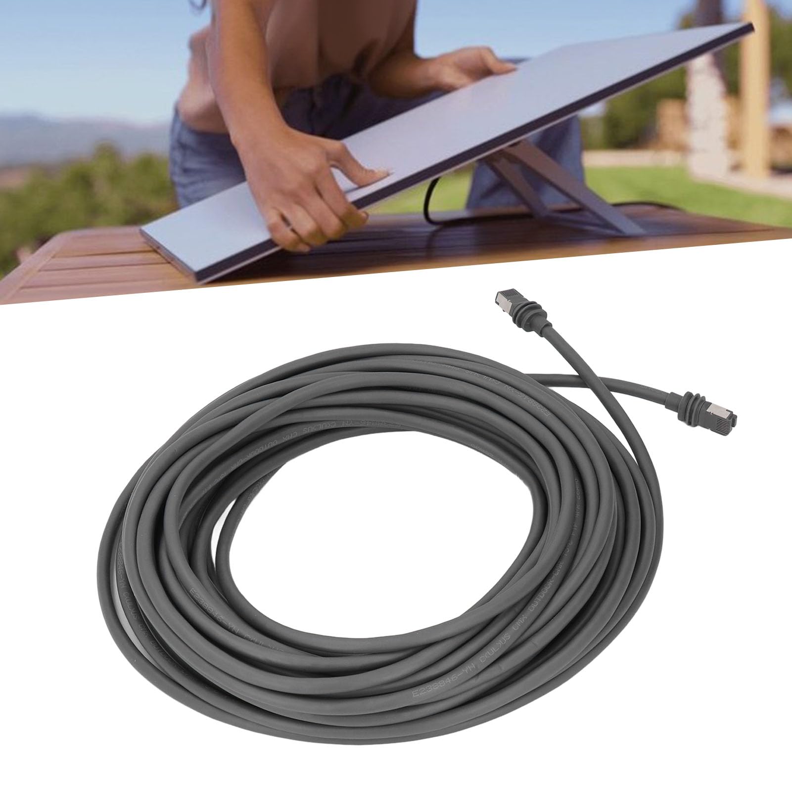 Eujgoov Prostokątny Kabel Satelitarny, Złącze RJ45, Kabel Zastępczy 30FT, prędkość 2000Mbps z Osłonami do zastosowań w Sieciach Zewnętrznych i Wewnętrznych