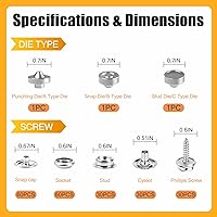 Vista 9 de NVAAV Juego de 60 herramientas de cierre a presión, botones de metal de 0.59 pulgadas + alicates resistentes para cuero, broches de cubierta