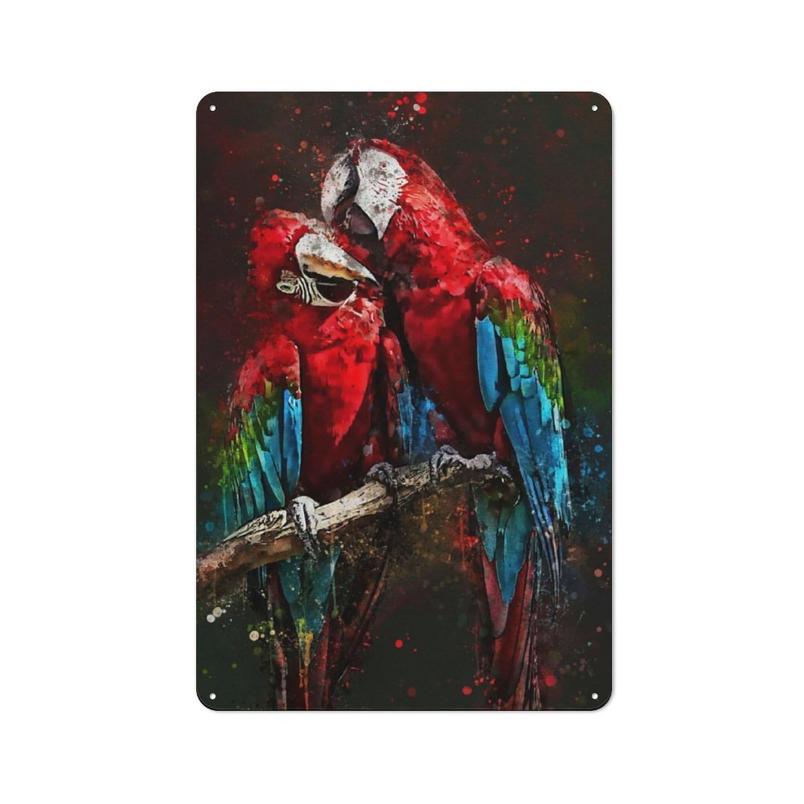 Junmoney Parrots Vintage Tin Sign 30X20cm For Dining Room Or Kitchen, Suited To Dining Room Decor Fans