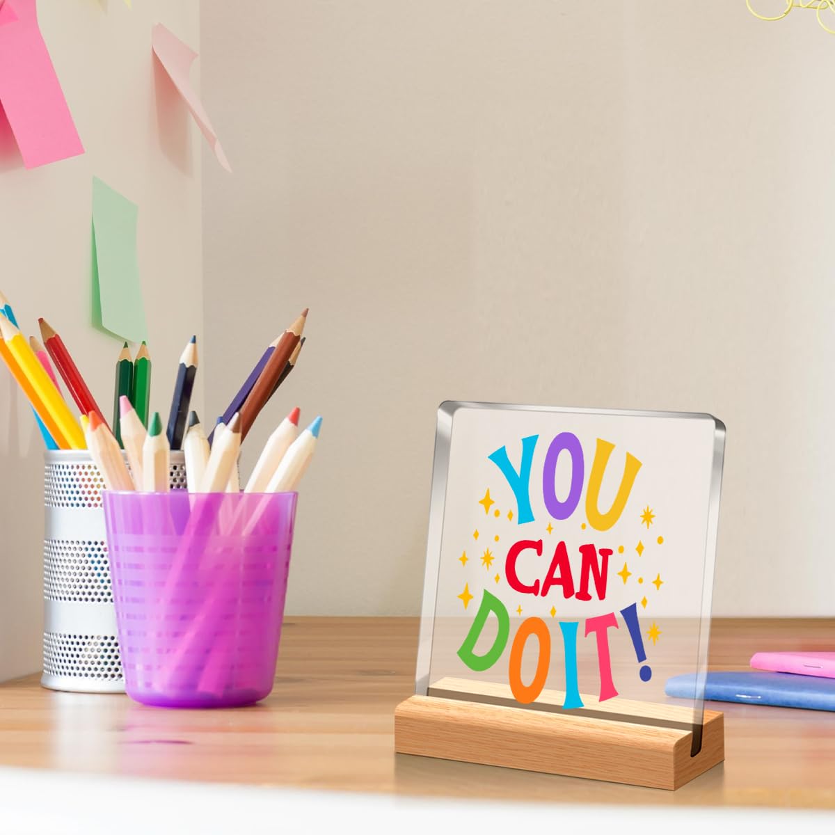 Inspirierende Schreibtischdekoration, "You Can Do It", Acryl-Schild für Klassenzimmer, Büro, Wohnheim, Regal, Tischdekoration A321