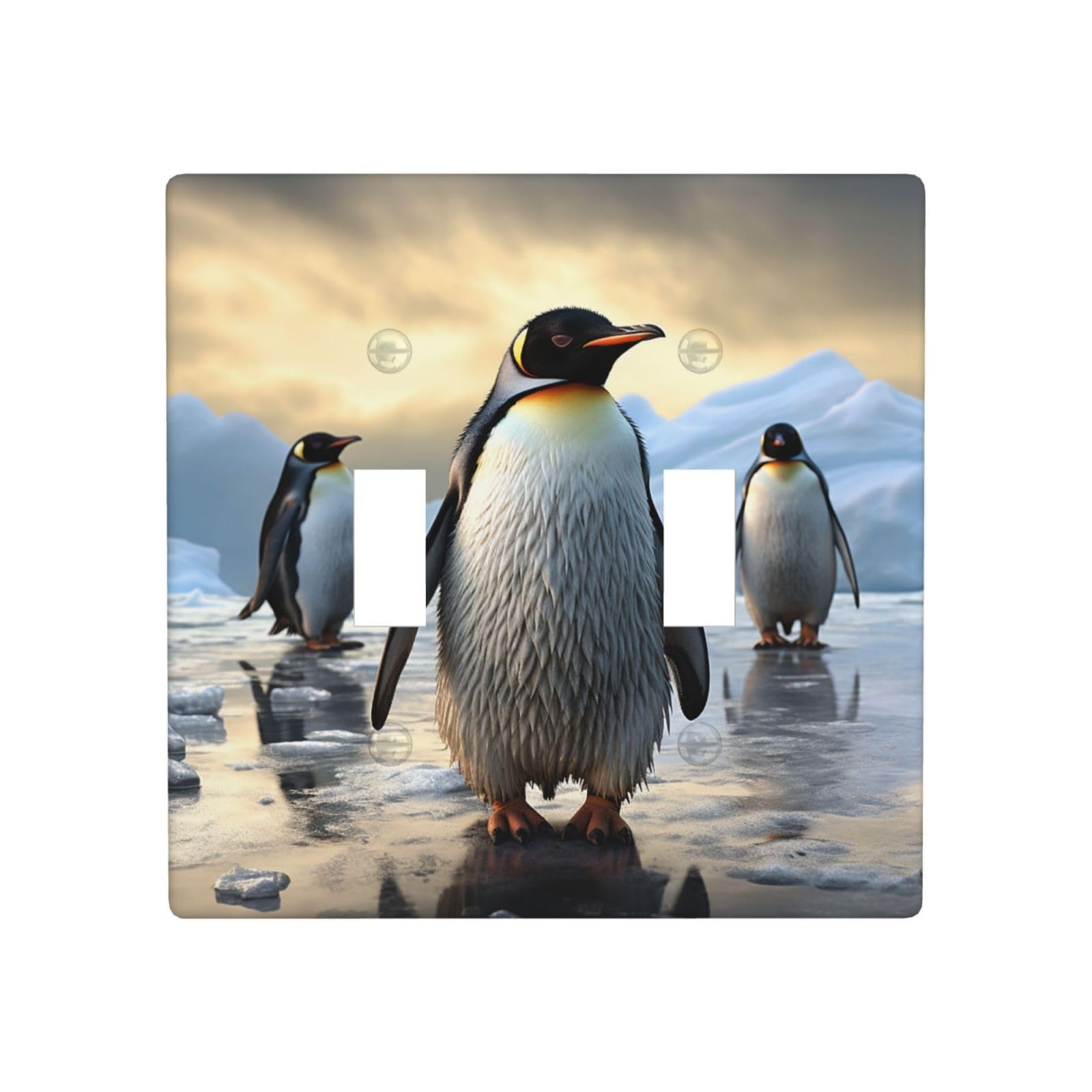 Aceprints Penguin 2 Gang Double Toggle Wall Plates, Unbreakable Decorative Duplex Light Switch Plate Covers Electrical Switchplate Cover Faceplate For Bathroom Kitchen Decor