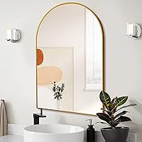 Vista 9 de Espejo de pared de 30 x 20 pulgadas, espejo de baño, espejo de tocador, para baño, dormitorio, entrada, con marco de metal, espejo de pared moderno