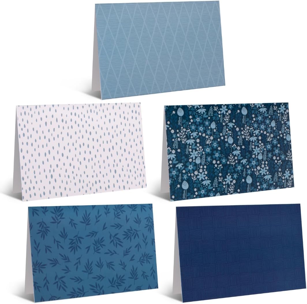 VNS Creations 100 Pack Blank Cards and Envelopes 4x6 - Bulk Blank Greeting Cards with Envelopes & Stickers Inside for All Occasions, Cute Colored Notecards Stationery Set, Assorted Colors Note - Navy - Image 5