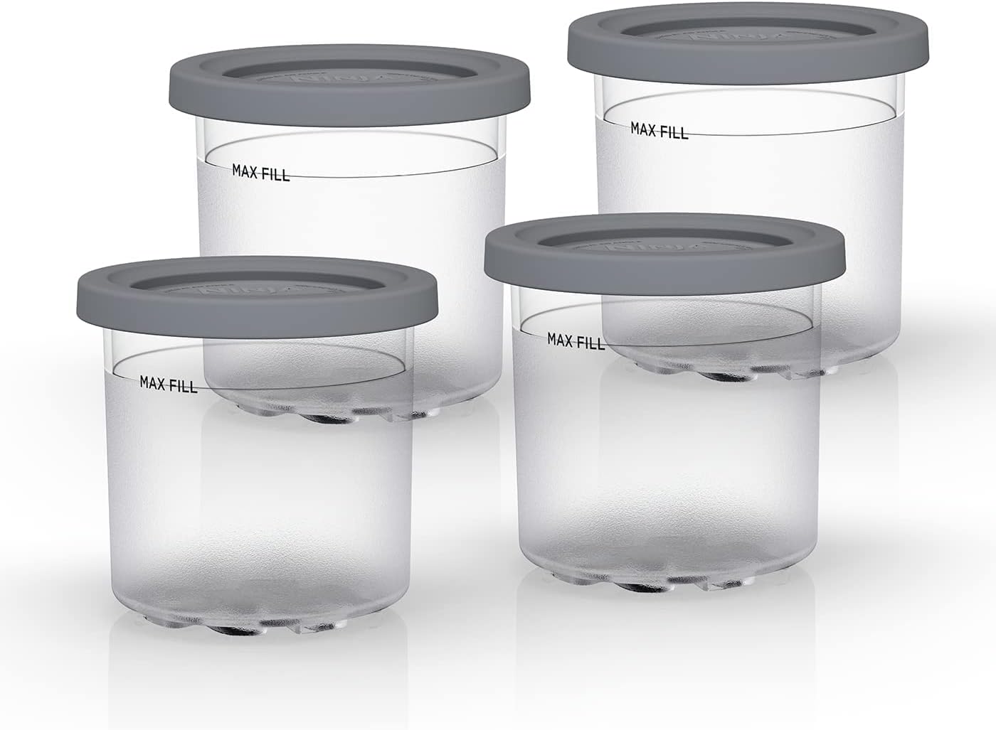 Ninja Dessert Tubs - Pack of 4 [XSK4PINTEUUK] Official Accessory Compatible with Ninja Ice Cream Maker NC300UK, Grey/Clear